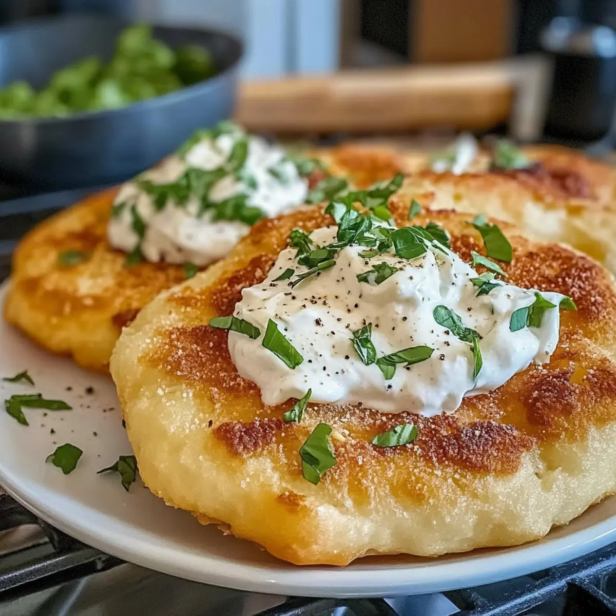 Krosse Langos aus der Heißluftfritteuse